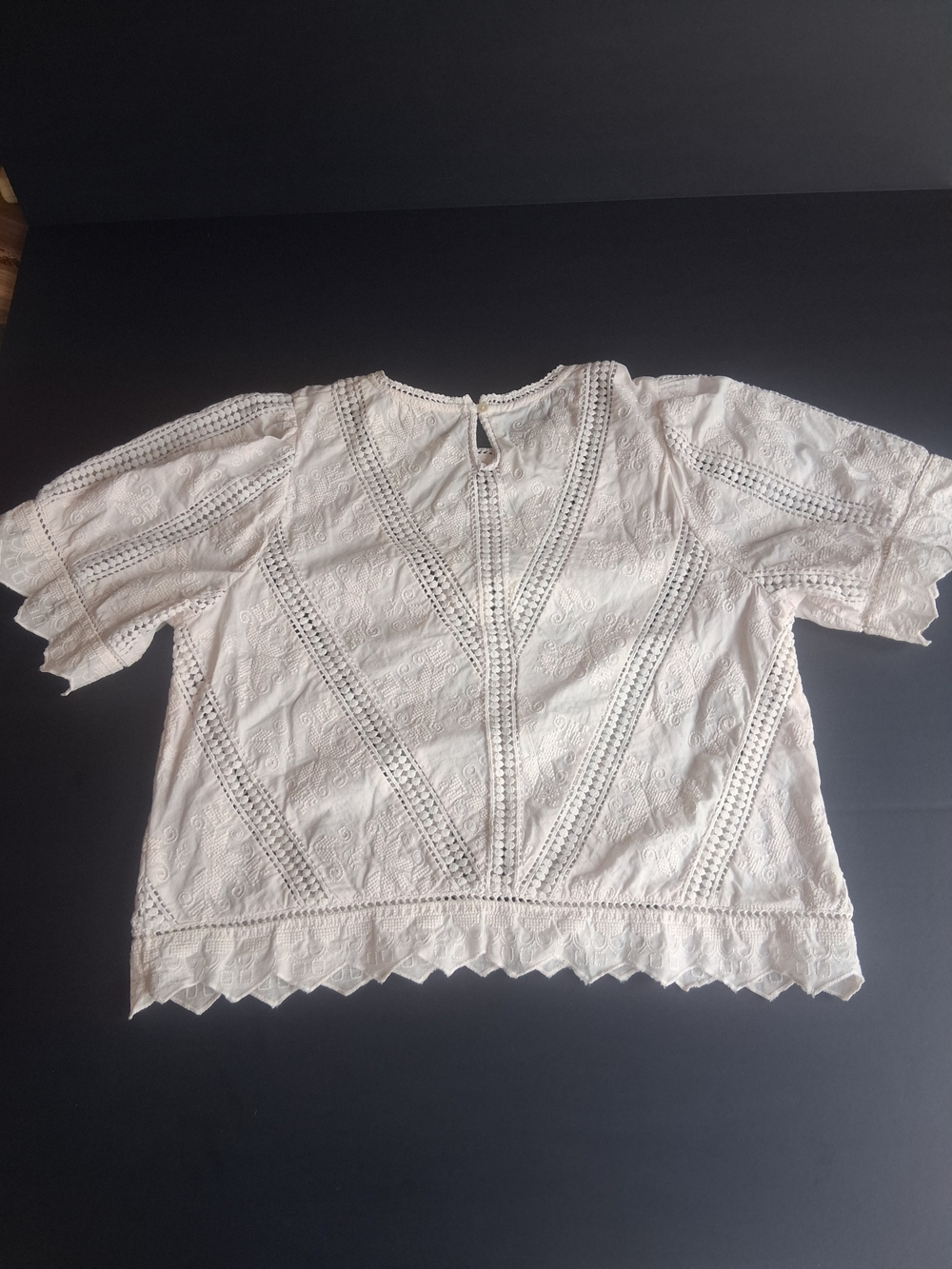 Jennifer And Grace Women's White/Cream Lace Eyelet Embroided Peasant Blouse Boho